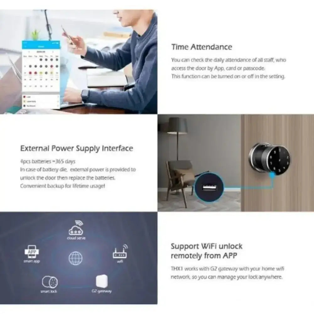 WiFi Fingerprint Smart Door Lock – 5-in-1 Access, App Control