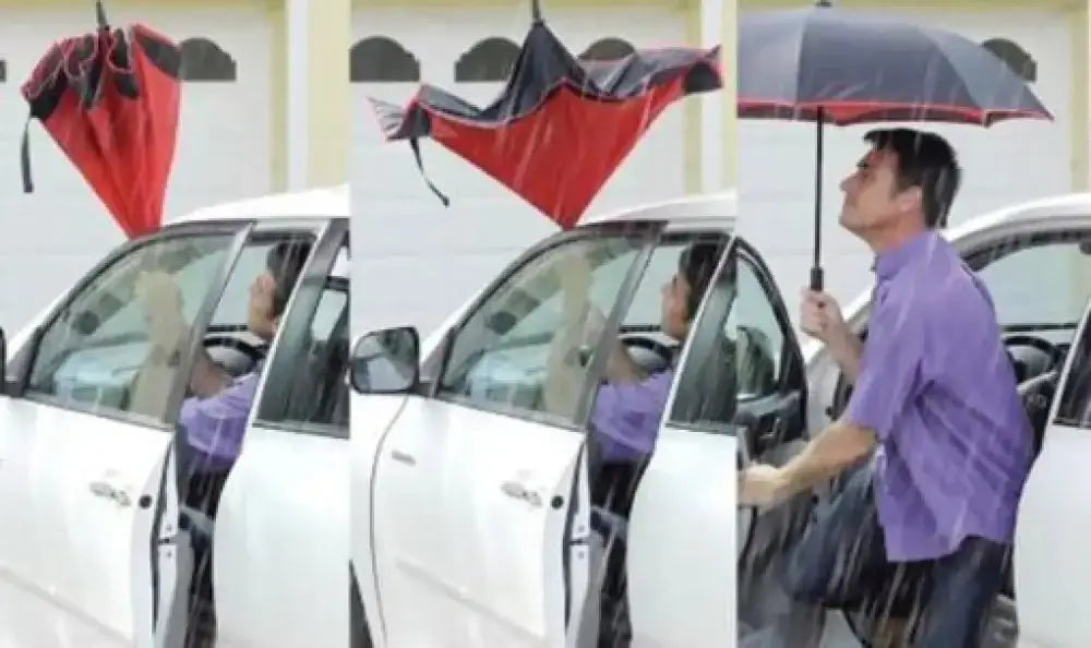 Windproof Double-Layer Inverted Umbrella – UPF 50+, C-Handle