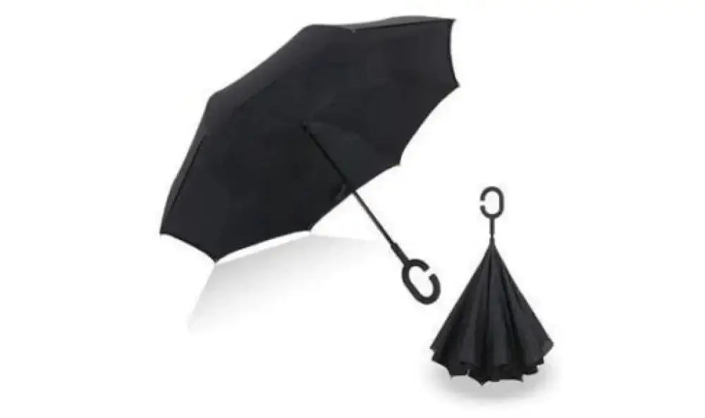 Windproof Double-Layer Inverted Umbrella – UPF 50+, C-Handle