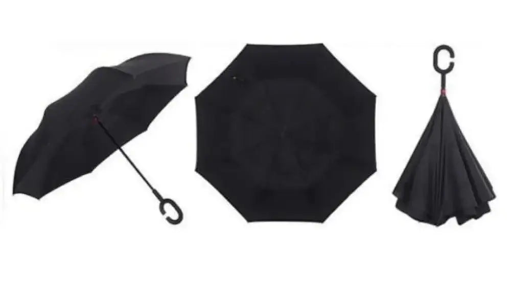 Windproof Double-Layer Inverted Umbrella – UPF 50+, C-Handle
