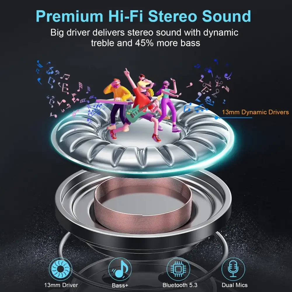 Wireless Earbuds Bluetooth 5.3 – 4 ENC Mics & 48H Playtime