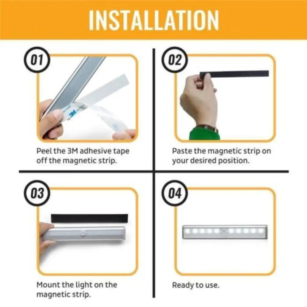 Wireless LED Motion Sensor Cabinet Light – PIR, No Wiring