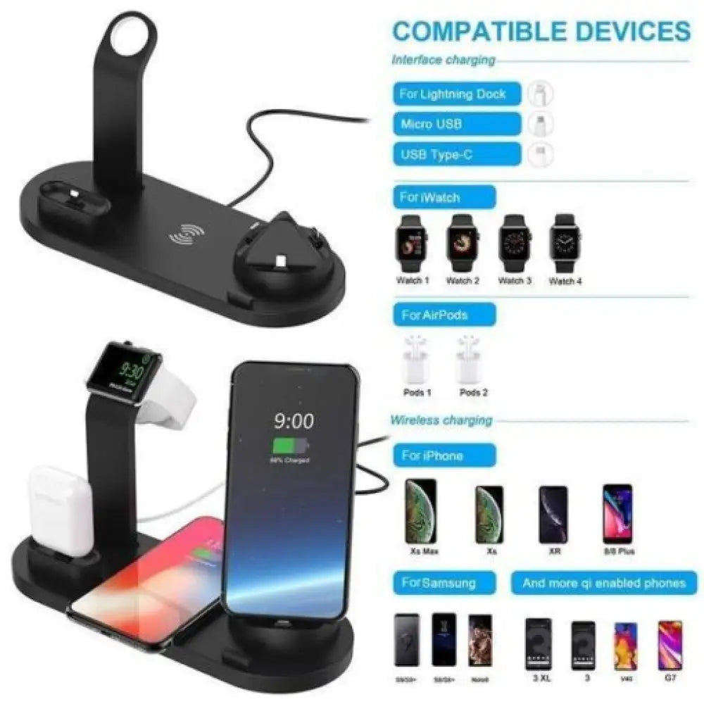 Wireless Smart Station Charging Dock – 6-in-1 Multi-Device