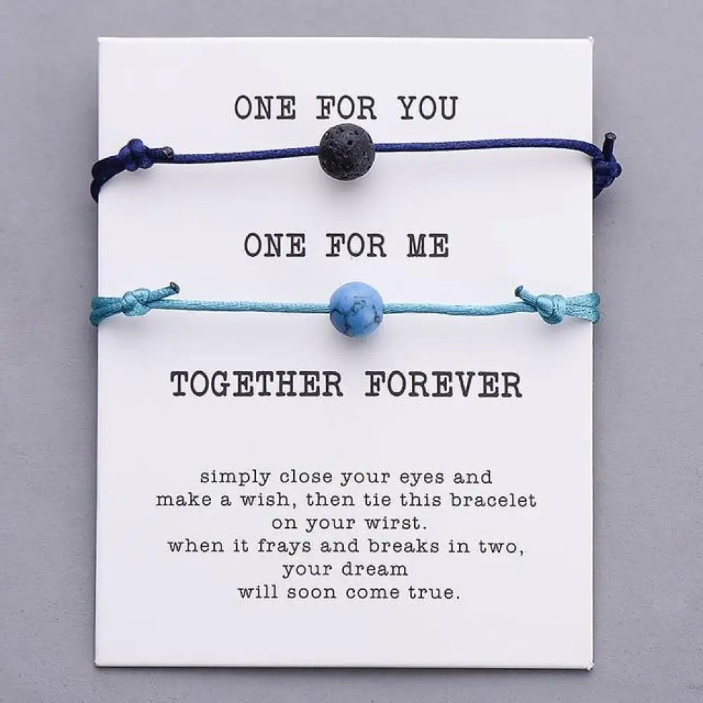 Wish Stone Couples Bracelet Set – Adjustable Rope Style