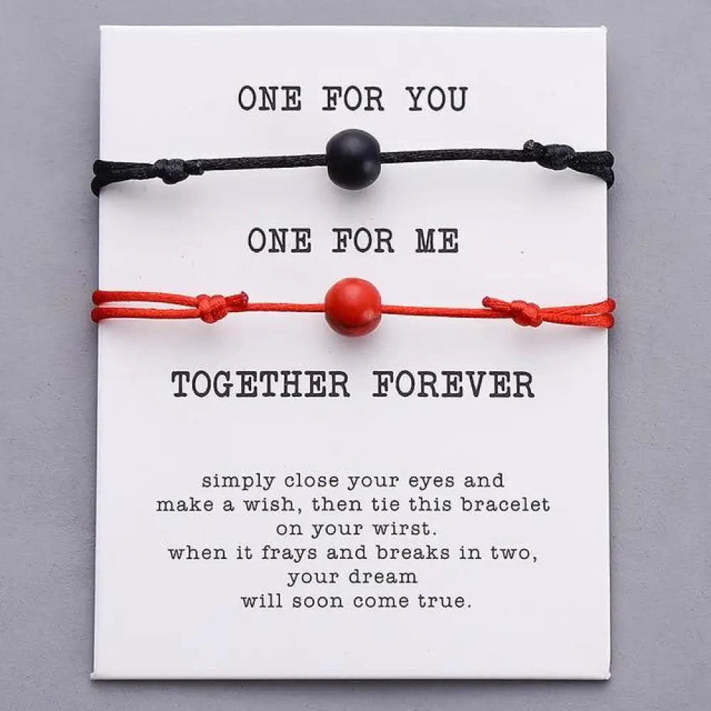 Wish Stone Couples Bracelet Set – Adjustable Rope Style
