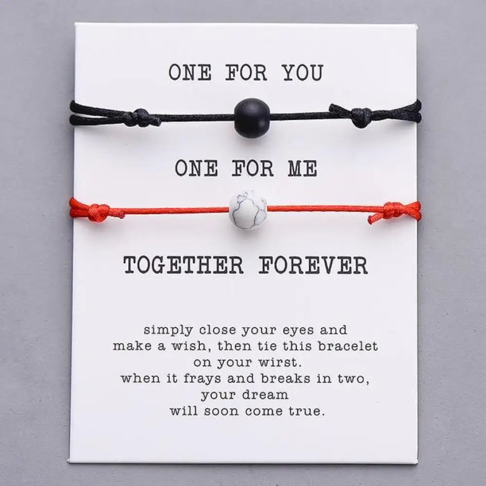 Wish Stone Couples Bracelet Set – Adjustable Rope Style