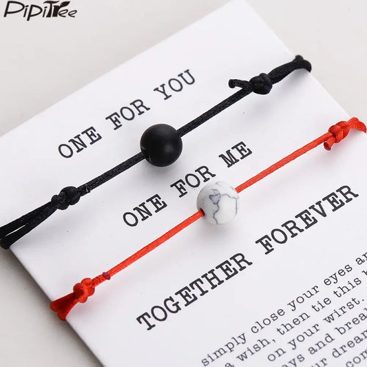 Wish Stone Couples Bracelet Set – Adjustable Rope Style