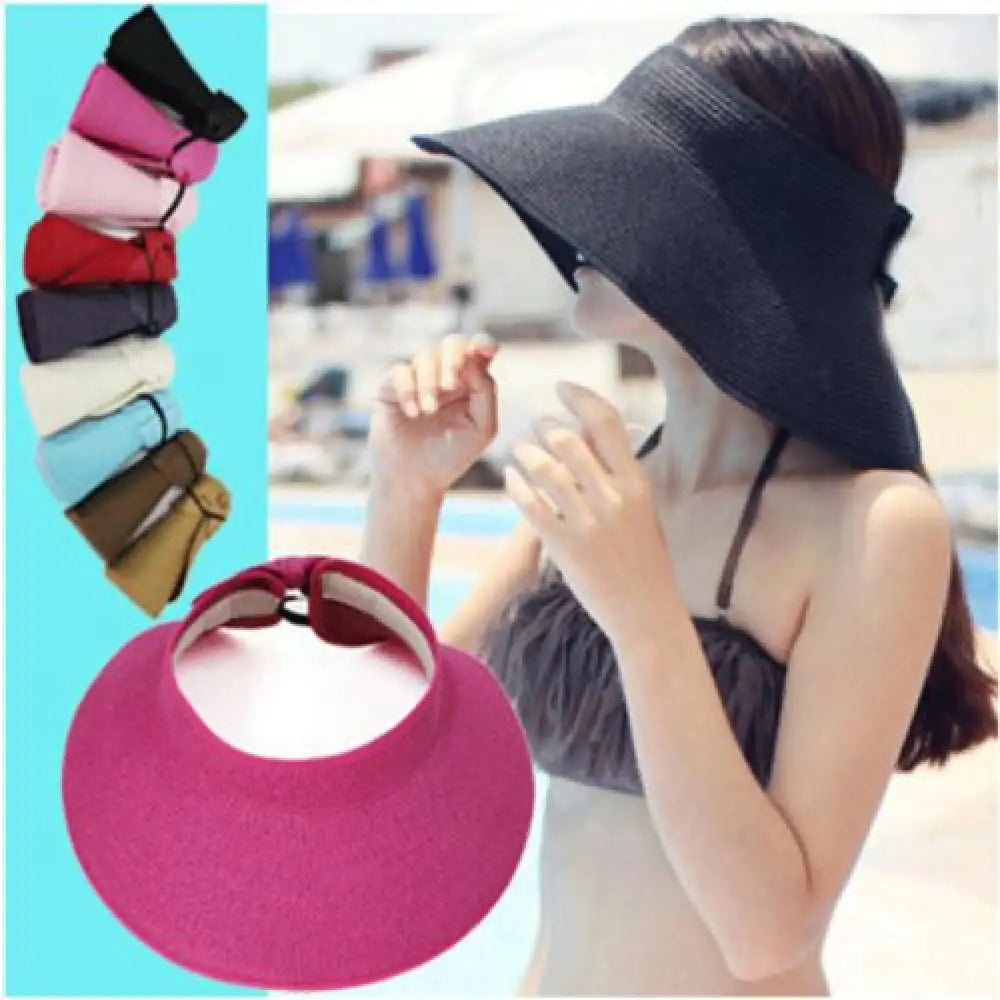 Women's Foldable Wide-Brim Beach Sun Hat – 7 Colors