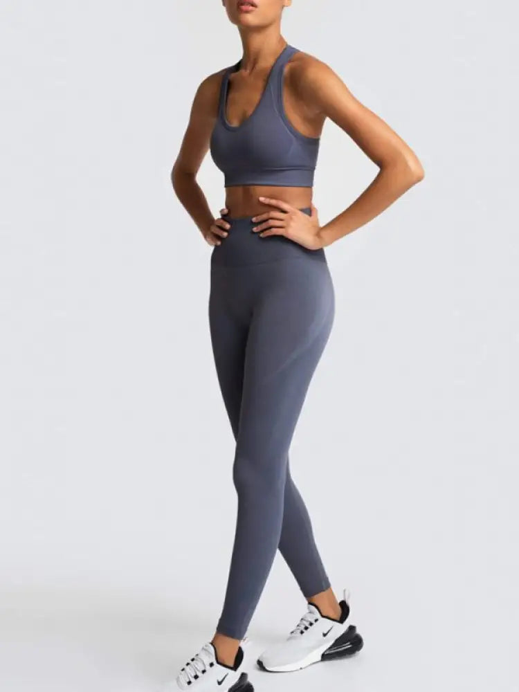 Seamless Knit High-Waist Vest & Trousers Two-Piece Set
