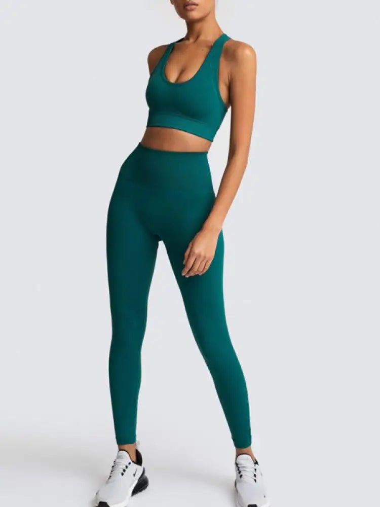 Seamless Knit High-Waist Vest & Trousers Two-Piece Set
