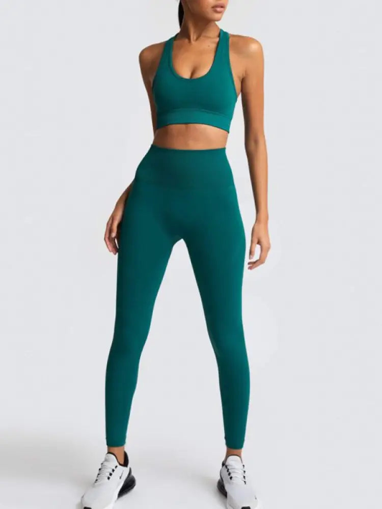 Seamless Knit High-Waist Vest & Trousers Two-Piece Set