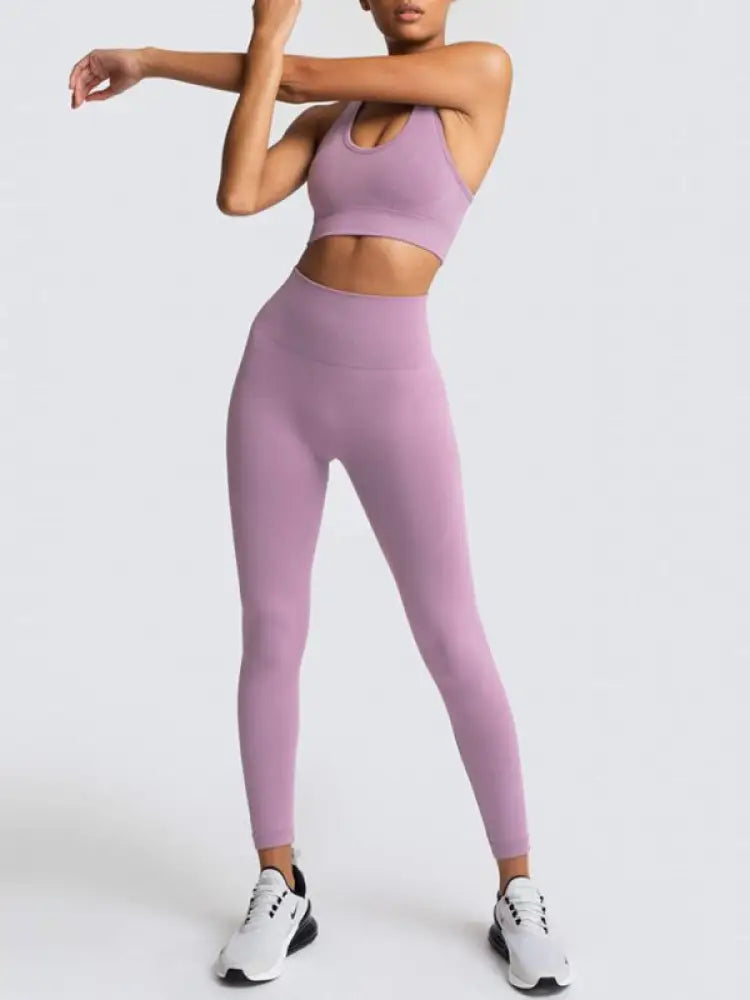 Seamless Knit High-Waist Vest & Trousers Two-Piece Set