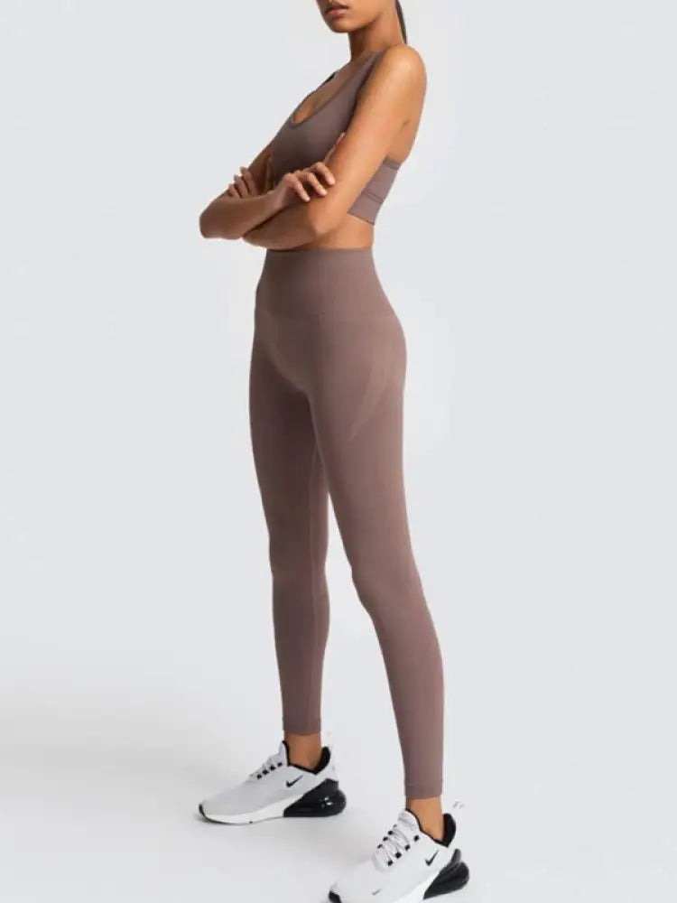 Seamless Knit High-Waist Vest & Trousers Two-Piece Set