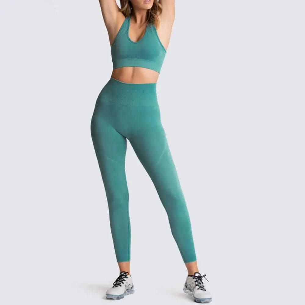Seamless Knit High-Waist Vest & Trousers Two-Piece Set