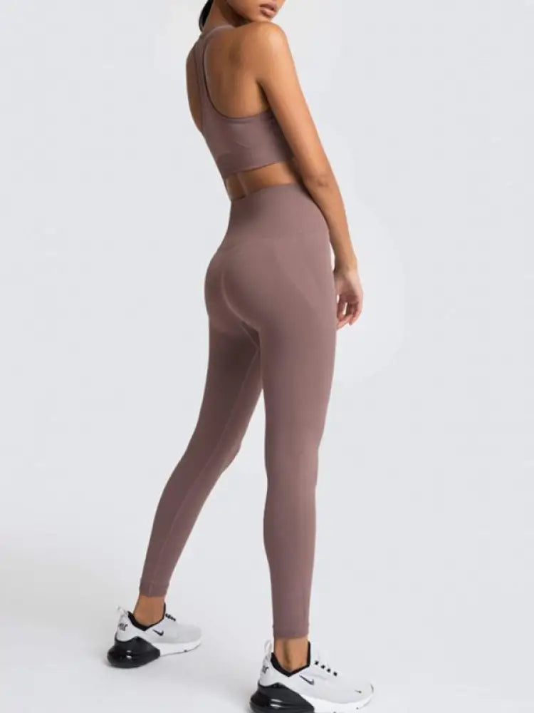Seamless Knit High-Waist Vest & Trousers Two-Piece Set