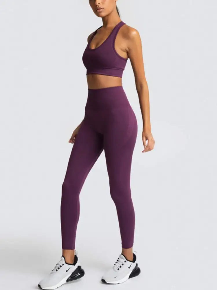 Seamless Knit High-Waist Vest & Trousers Two-Piece Set