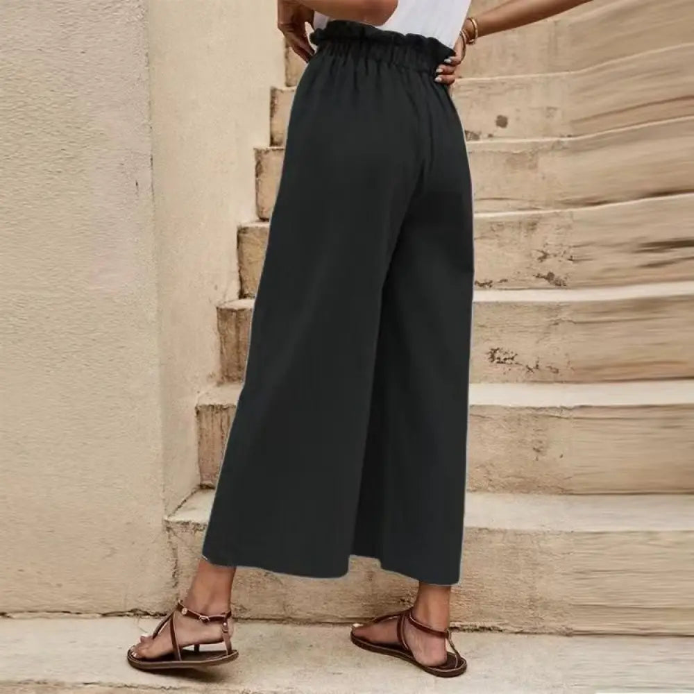 Women's Belted Wide Leg Pants – Elastic High Waist, 6 Colors