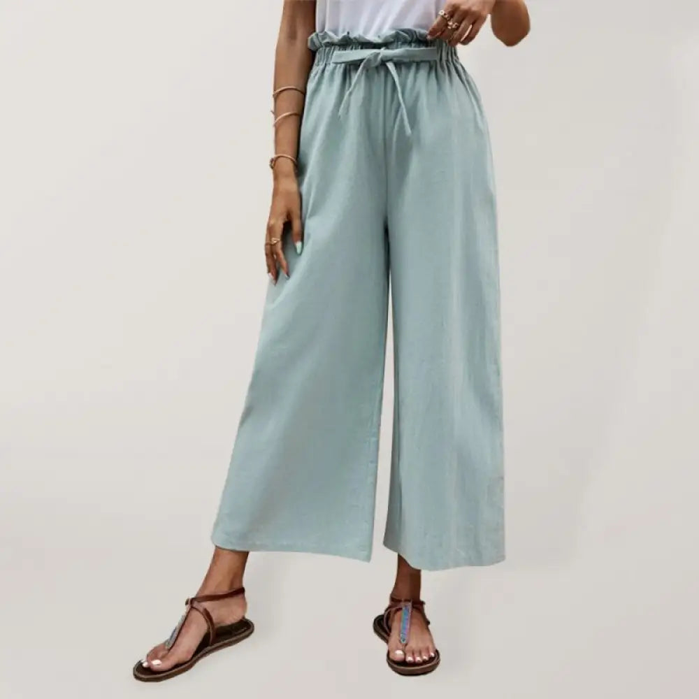 Women's Belted Wide Leg Pants – Elastic High Waist, 6 Colors