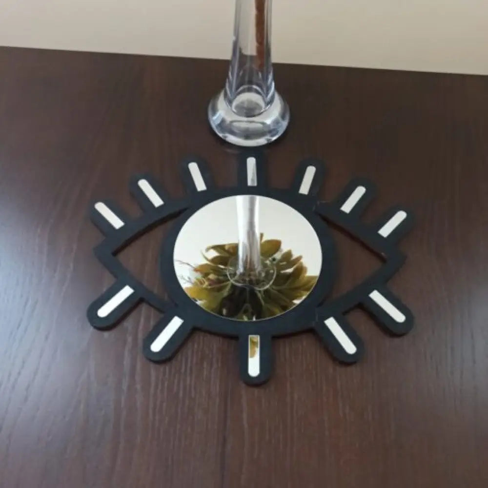 Eye-Shaped Wooden Wall Mirror – Nail-Free Acrylic Decor