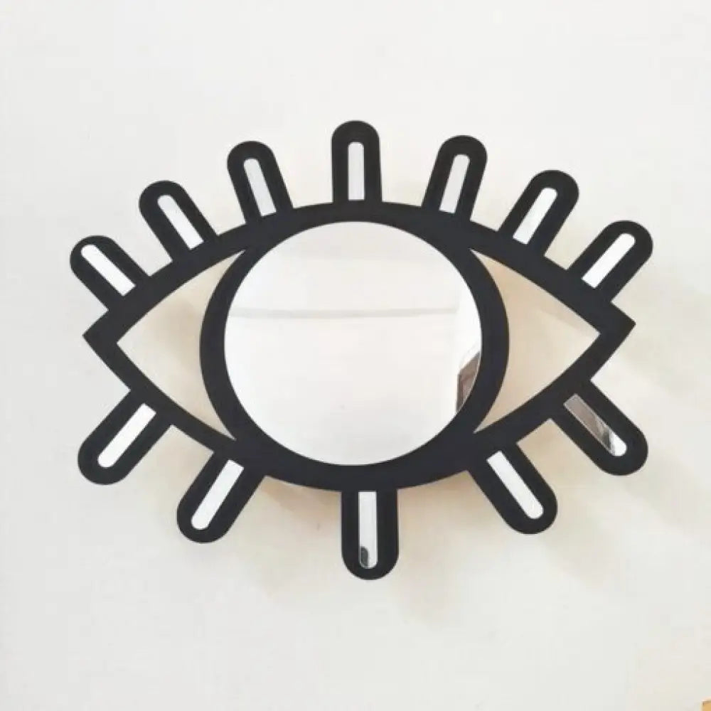 Eye-Shaped Wooden Wall Mirror – Nail-Free Acrylic Decor