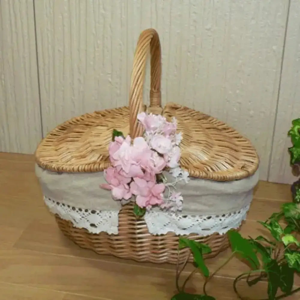 Handmade Woven Picnic Basket – Large Wicker Rattan Linen