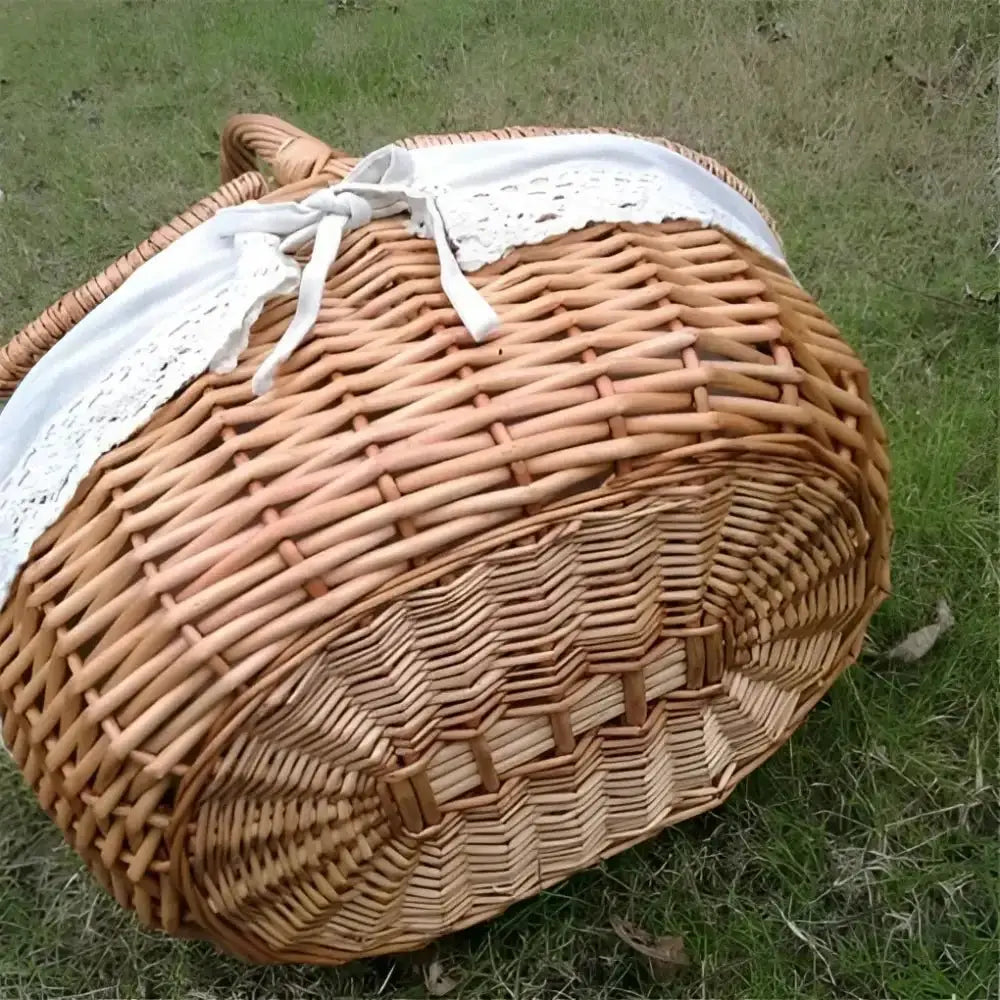 Handmade Woven Picnic Basket – Large Wicker Rattan Linen