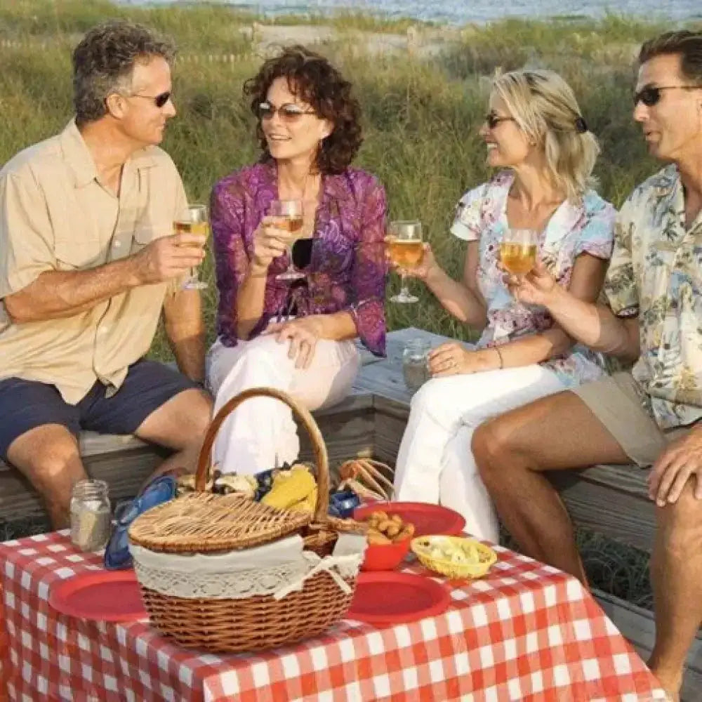 Handmade Woven Picnic Basket – Large Wicker Rattan Linen