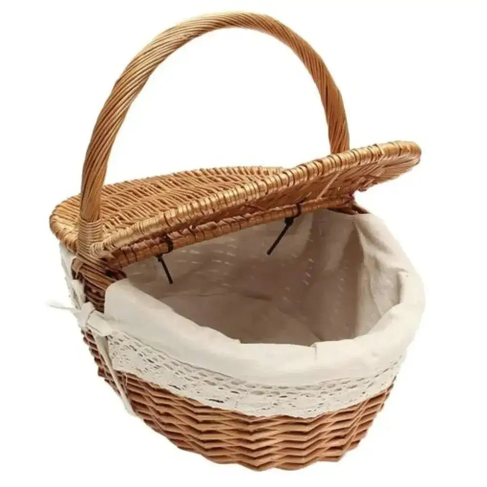 Handmade Woven Picnic Basket – Large Wicker Rattan Linen