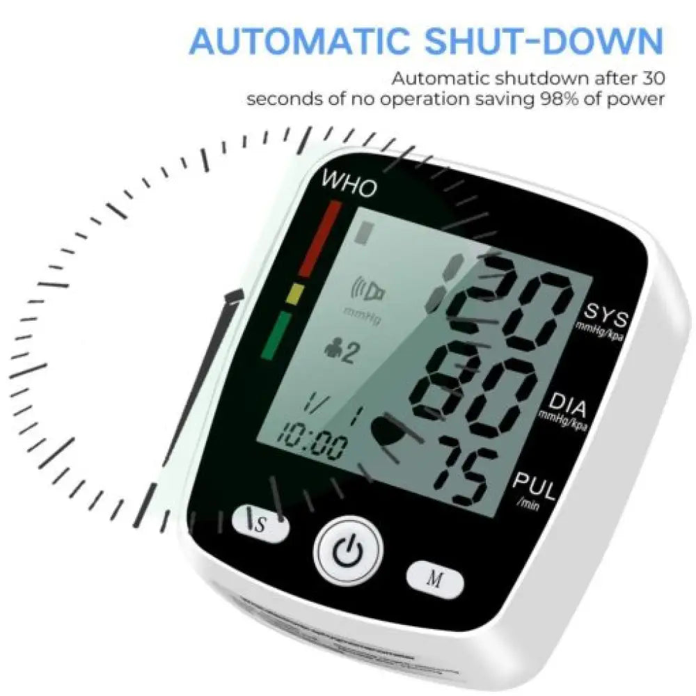 Wrist Blood Pressure Monitor – LCD Display One-Button Read