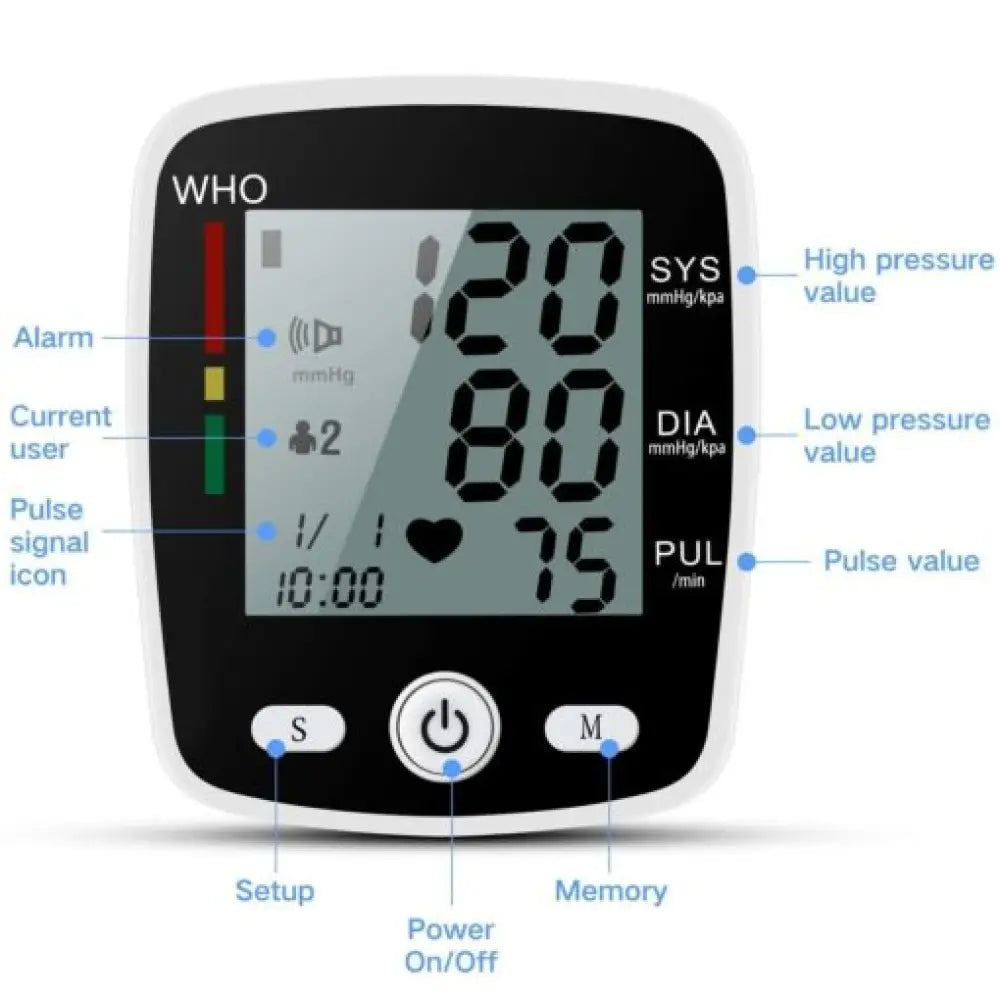 Wrist Blood Pressure Monitor – LCD Display One-Button Read
